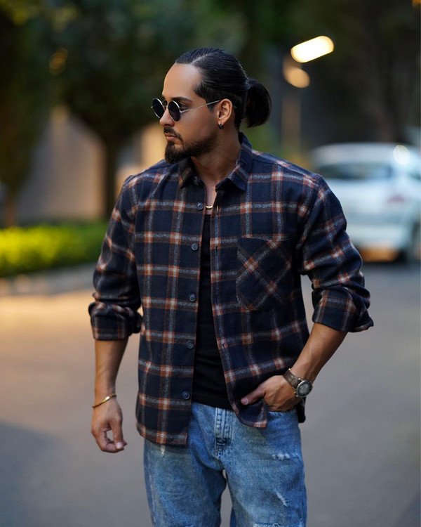 پیراهن پشمی چهارخونه