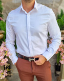 پیراهن دکمه مخفی سفید