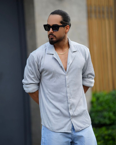 پیراهن میله ای طوسی