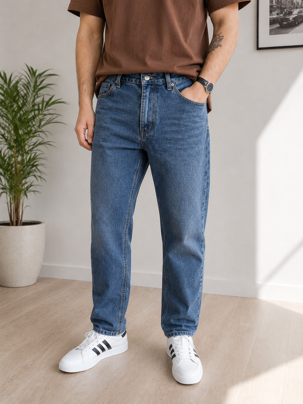 شلوار جین مام فیت آبی سنگشور سایه دار DSQUARED
