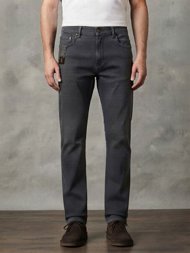 شلوار جین راسته رگولار فیت زغالی مردانه 365
